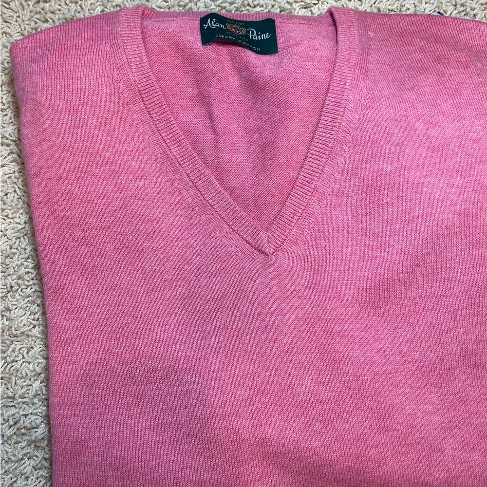 Alan Paine Men's V-Neck Sweater - Pink